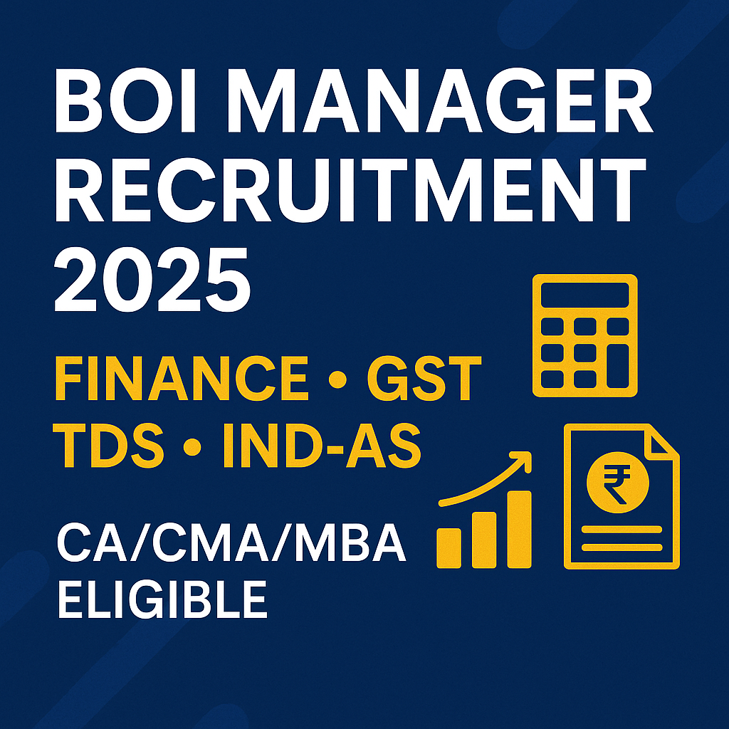 Bank of India Manager Recruitment 2025: F&A, GST, TDS, IND-AS Posts – Eligibility, Salary & Syllabus