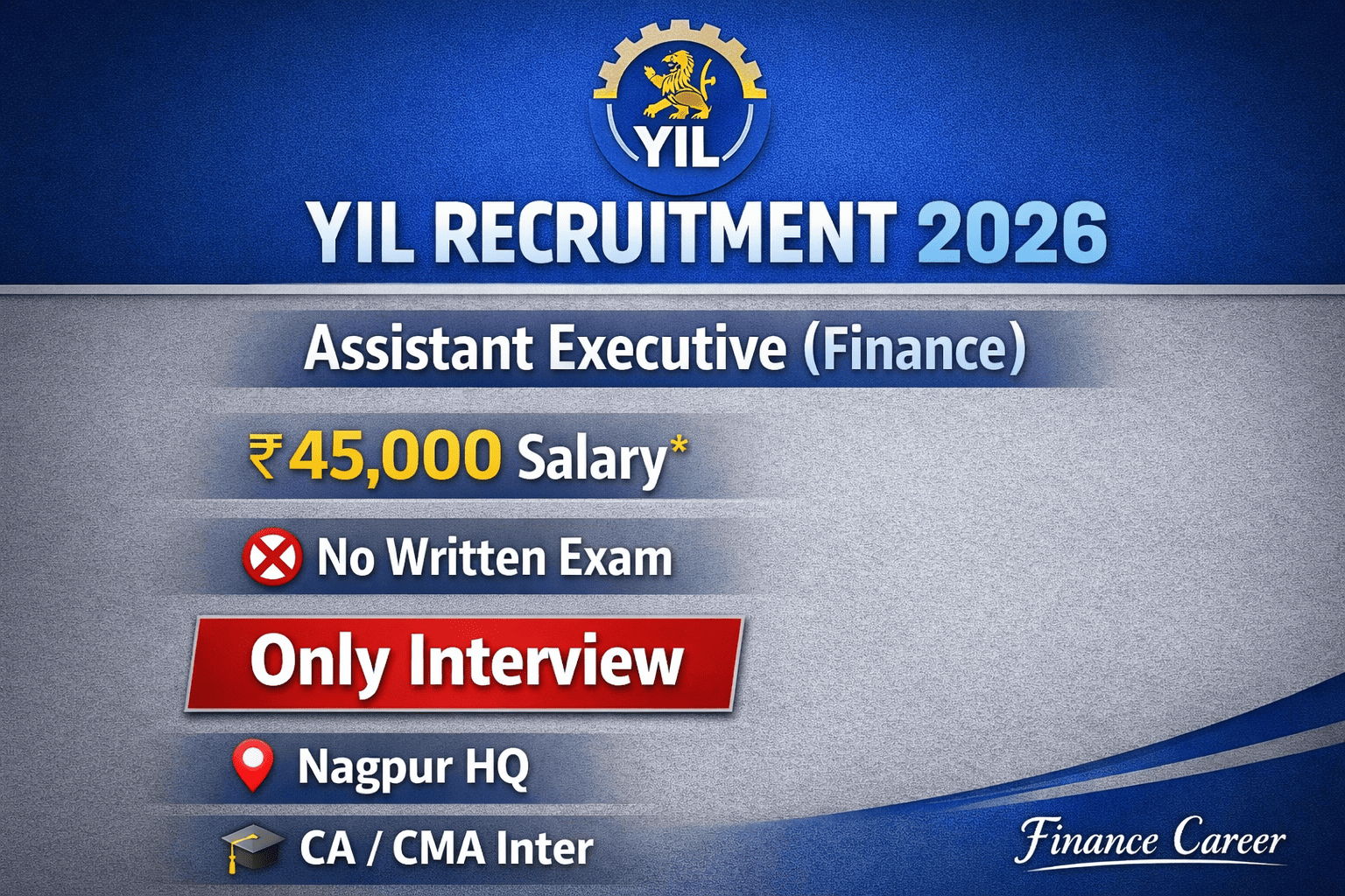 Yantra India Limited Recruitment 2026 – Assistant Executive (Finance & Accounts) | ₹45,000 Salary | Only Interview
