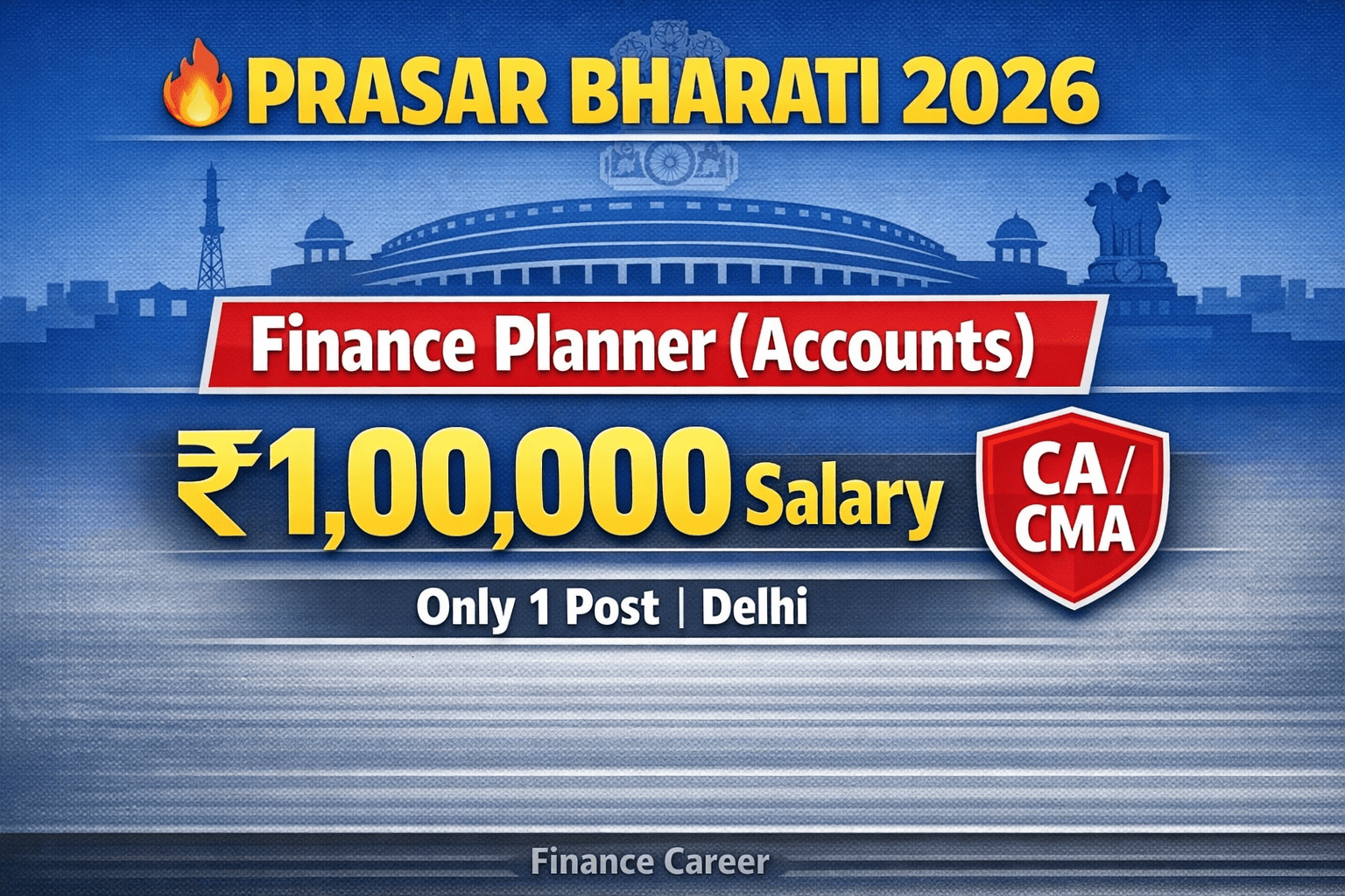 Prasar Bharati Recruitment 2026 – Finance Planner (Accounts) | ₹1 Lakh Salary | CA/CMA | Apply Online