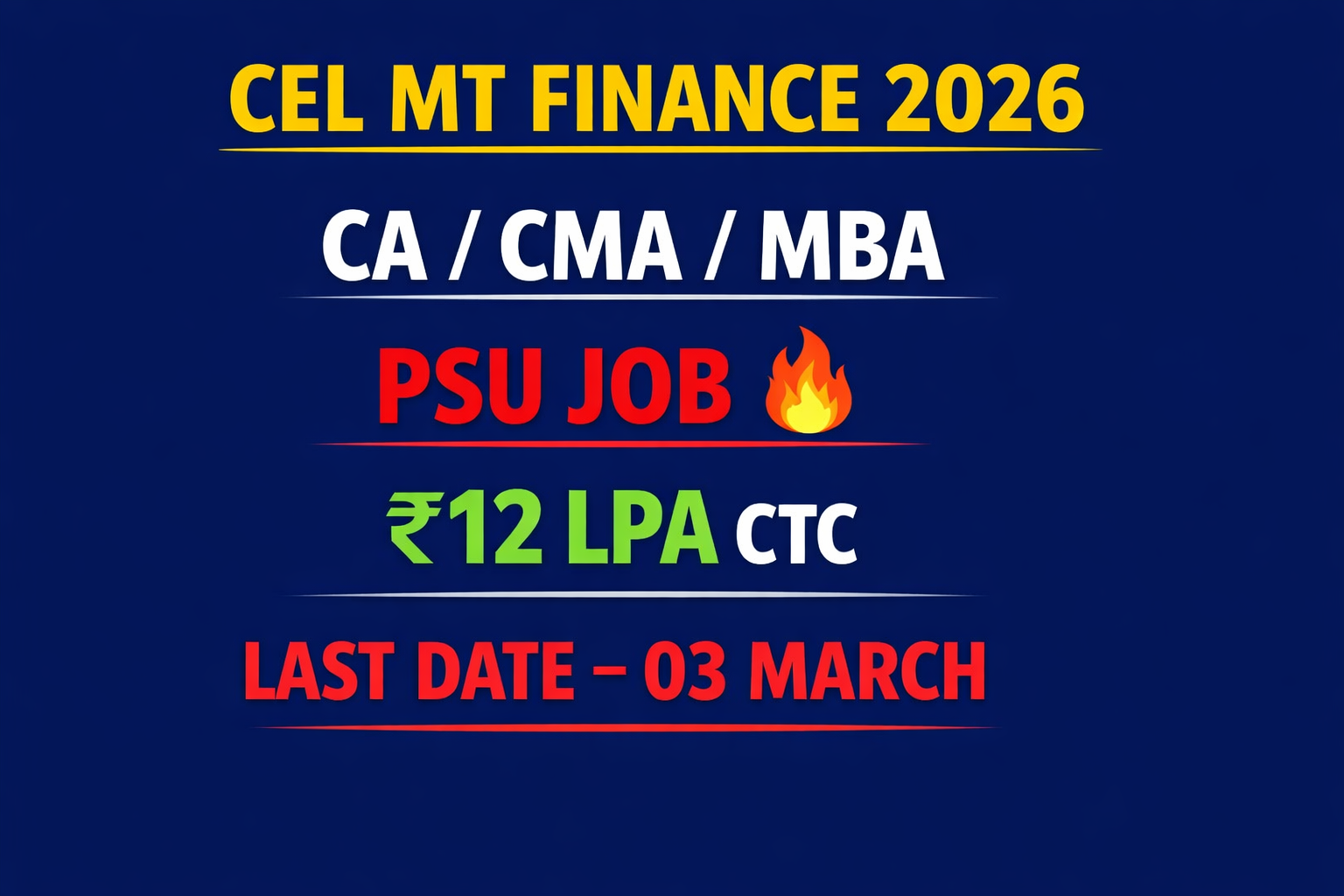 CEL Management Trainee (Finance) Recruitment 2026 | CA/CMA/MBA Eligible | PSU Job | Apply Before 03 March