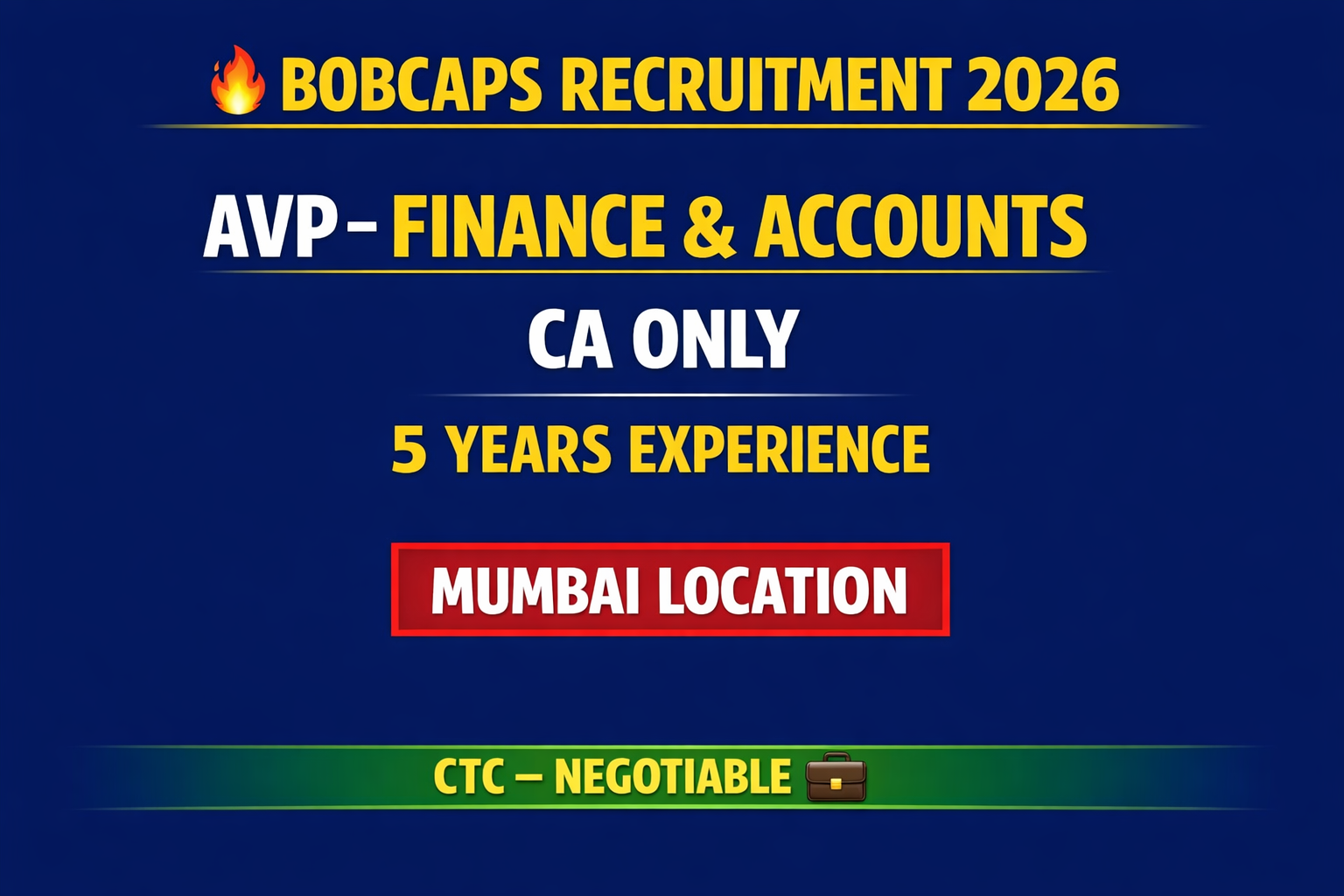 BOB Capital Markets AVP Finance & Accounts Recruitment 2026 – CA Required | Mumbai | Apply Now