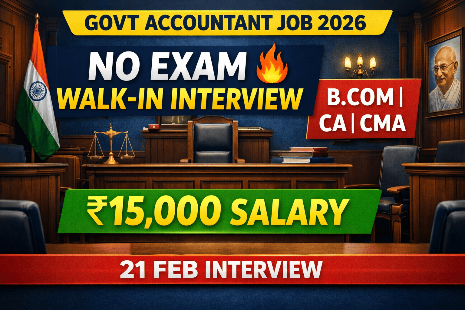 DLSA Accountant Recruitment 2026 Walk-in Interview | B.Com CA CMA Govt Job
