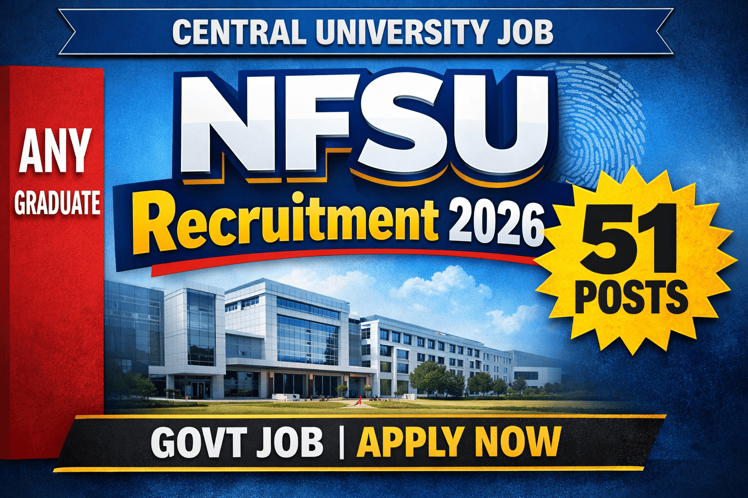 NFSU Recruitment 2026 Notification Out – 51 Non Academic Posts Apply Online