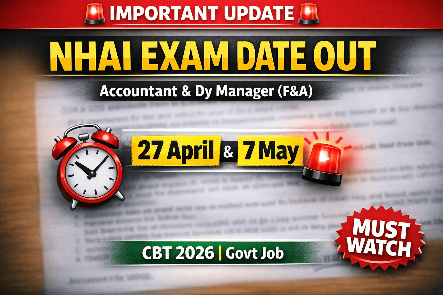 NHAI Exam Date 2026 Out 🔥 Accountant & Dy Manager (F&A) | CBT Schedule | Govt Jobs 2026