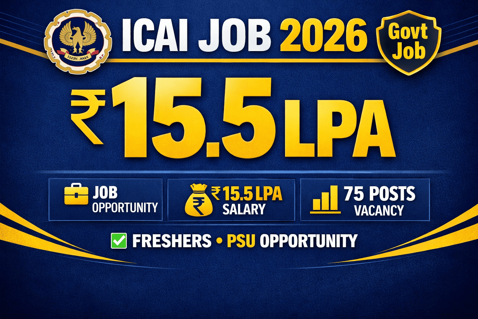 ICAI Executive Officer Recruitment 2026 | CA Freshers Golden Opportunity