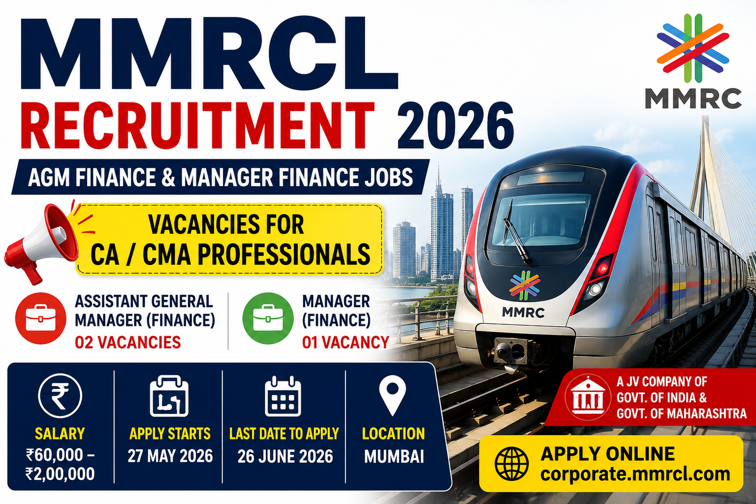 MMRCL Recruitment 2026: AGM Finance & Manager Finance Jobs