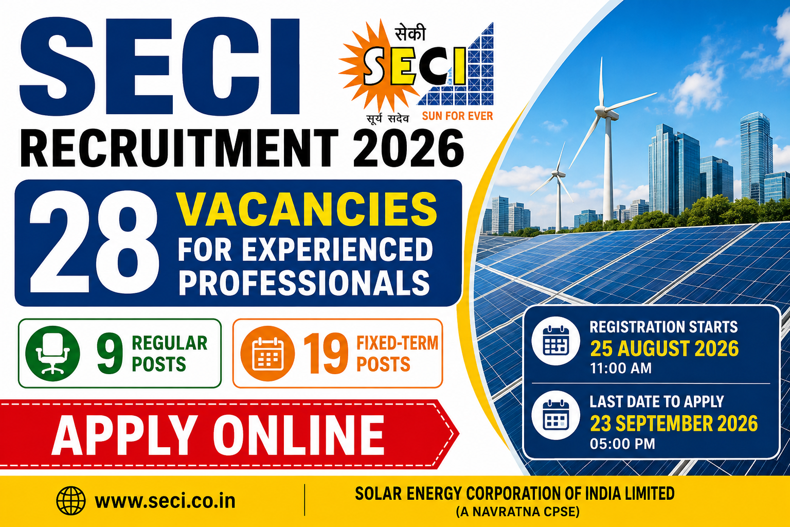 SECI Recruitment 2026: 28 Vacancies, Eligibility, Salary, Apply Online