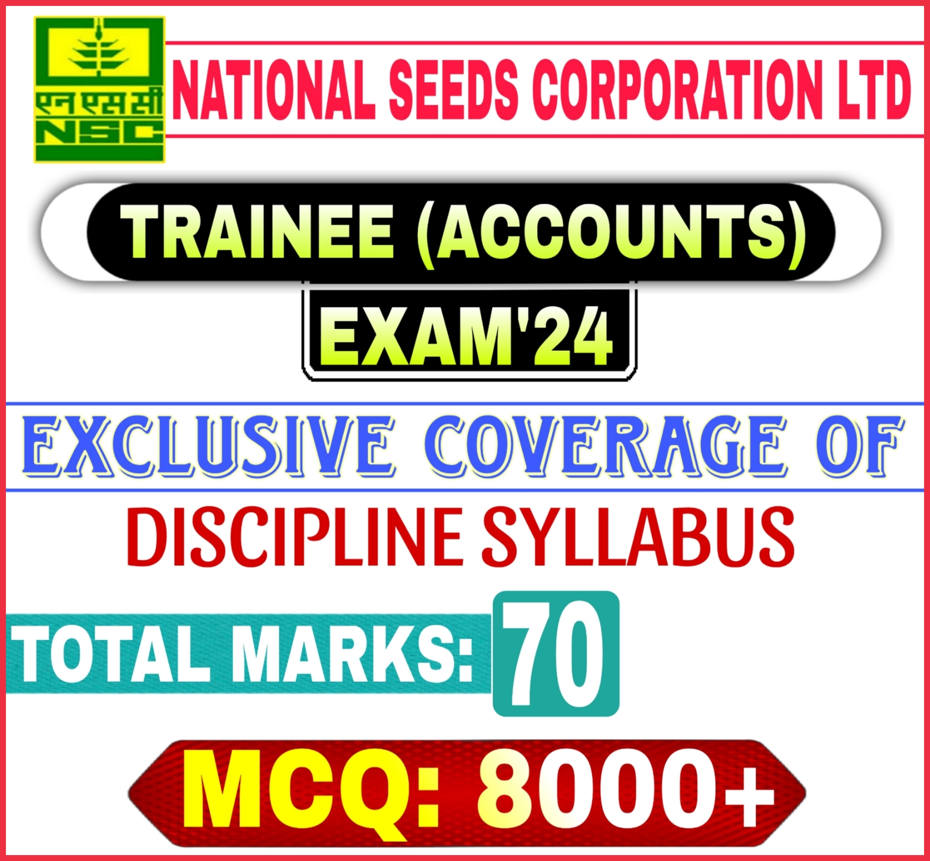 National seeds Corporation Ltd (NSCL) Trainee (Accounts) Exam 2024
