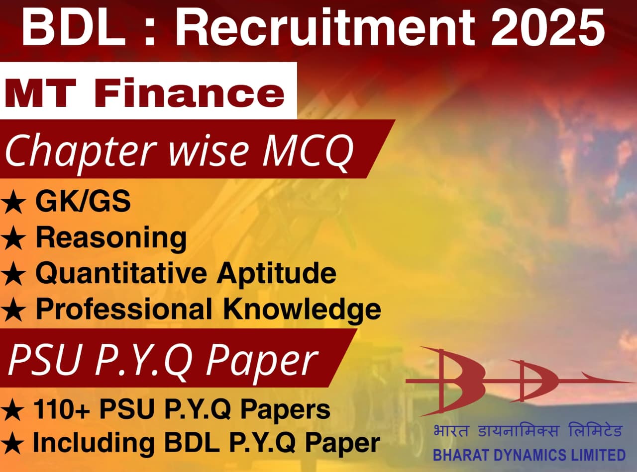 BDL MT Finance Chapter Wise MCQ & PSU Previous Year Question Paper (e-book) 2025