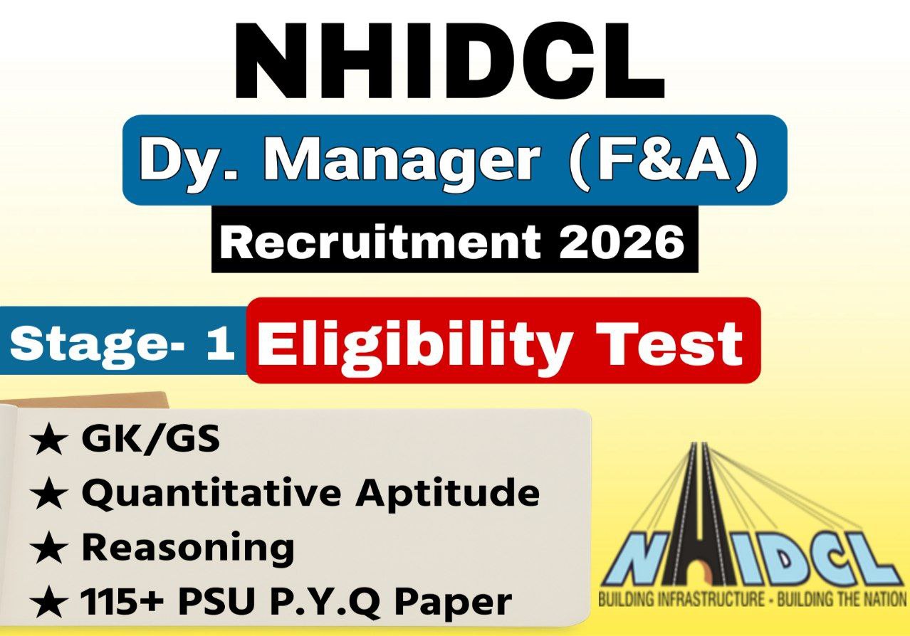 NHIDCL Eligibility Test Preparation 2026 | Deputy Manager Finance & Accounts Stage-1 Course (Aptitude + Reasoning + GA + PYQ)