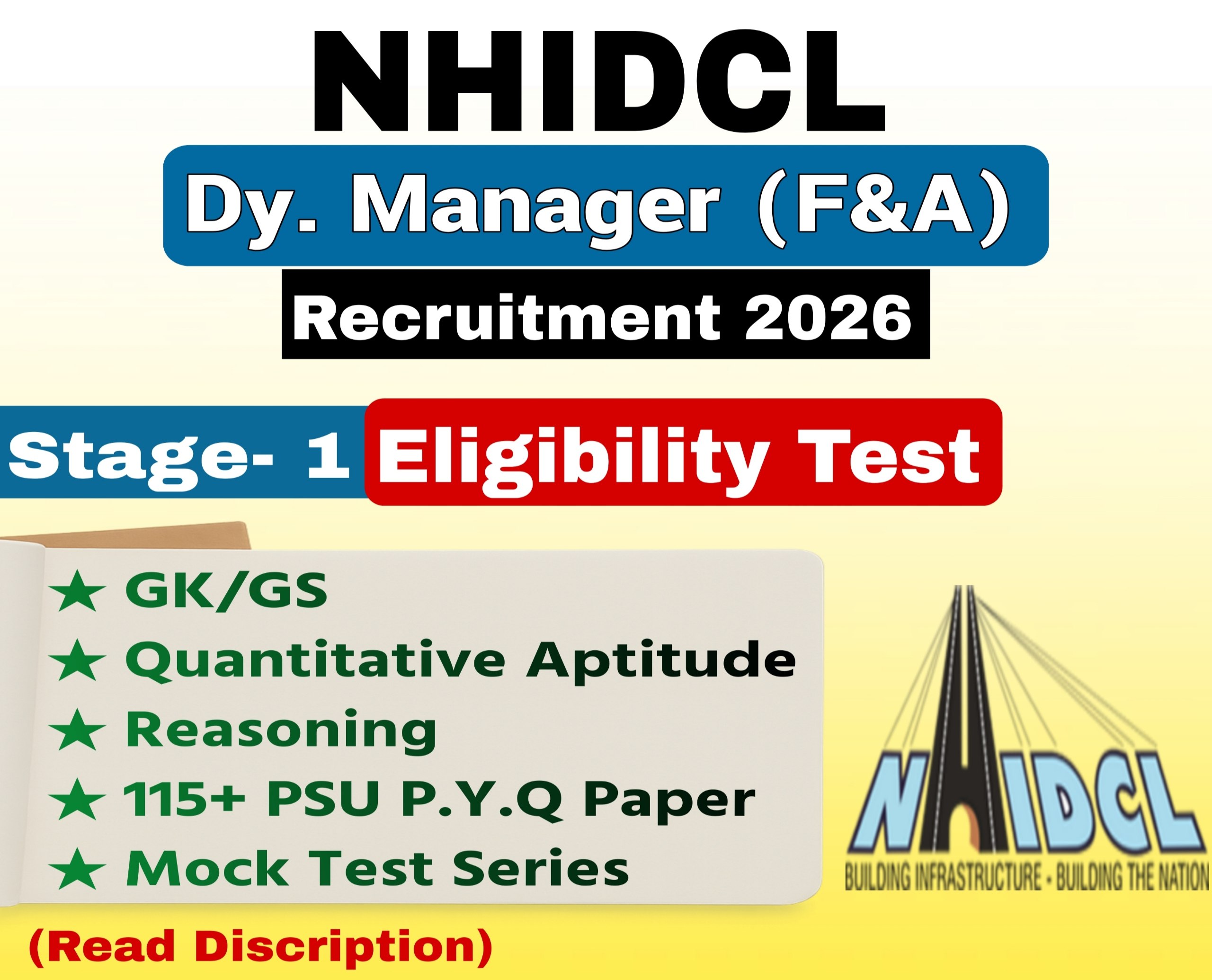 NHIDCL Recruitment 2026 Stage-1 Preparation | GK, Quant, Reasoning + 115+ PYQs + Mock Test Series