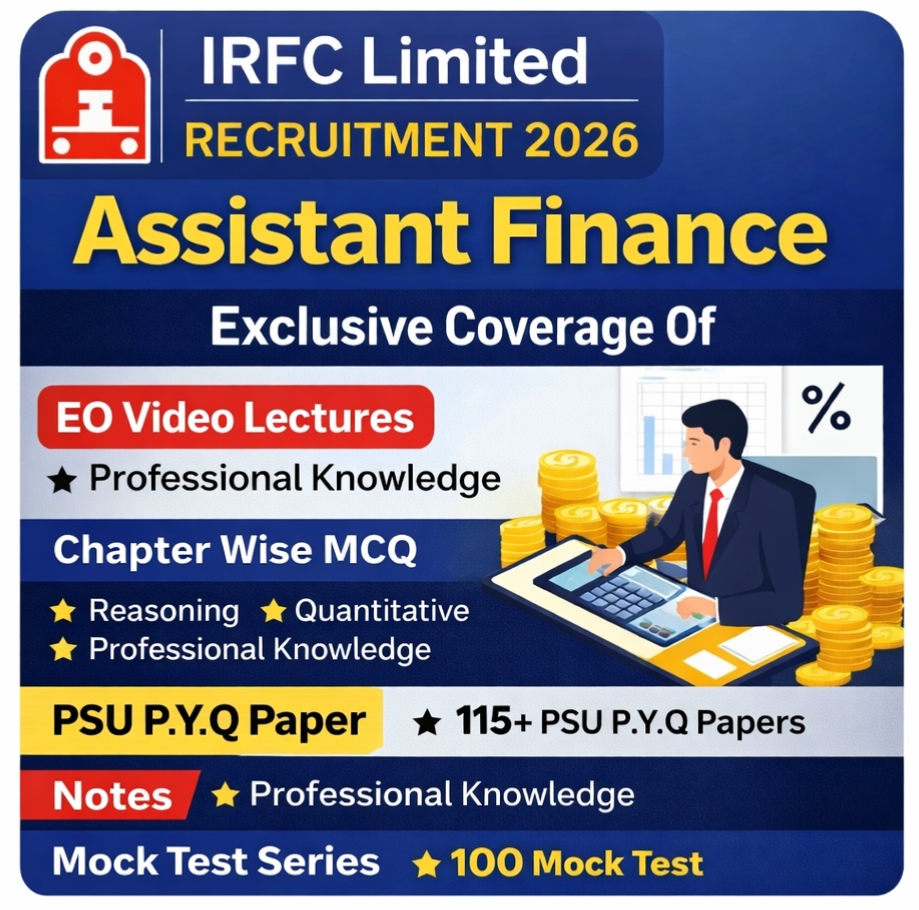 IRFC Assistant Finance Exam 2026 – Video Lectures, MCQs, Notes, Mock Tests & Previous Year Question Papers