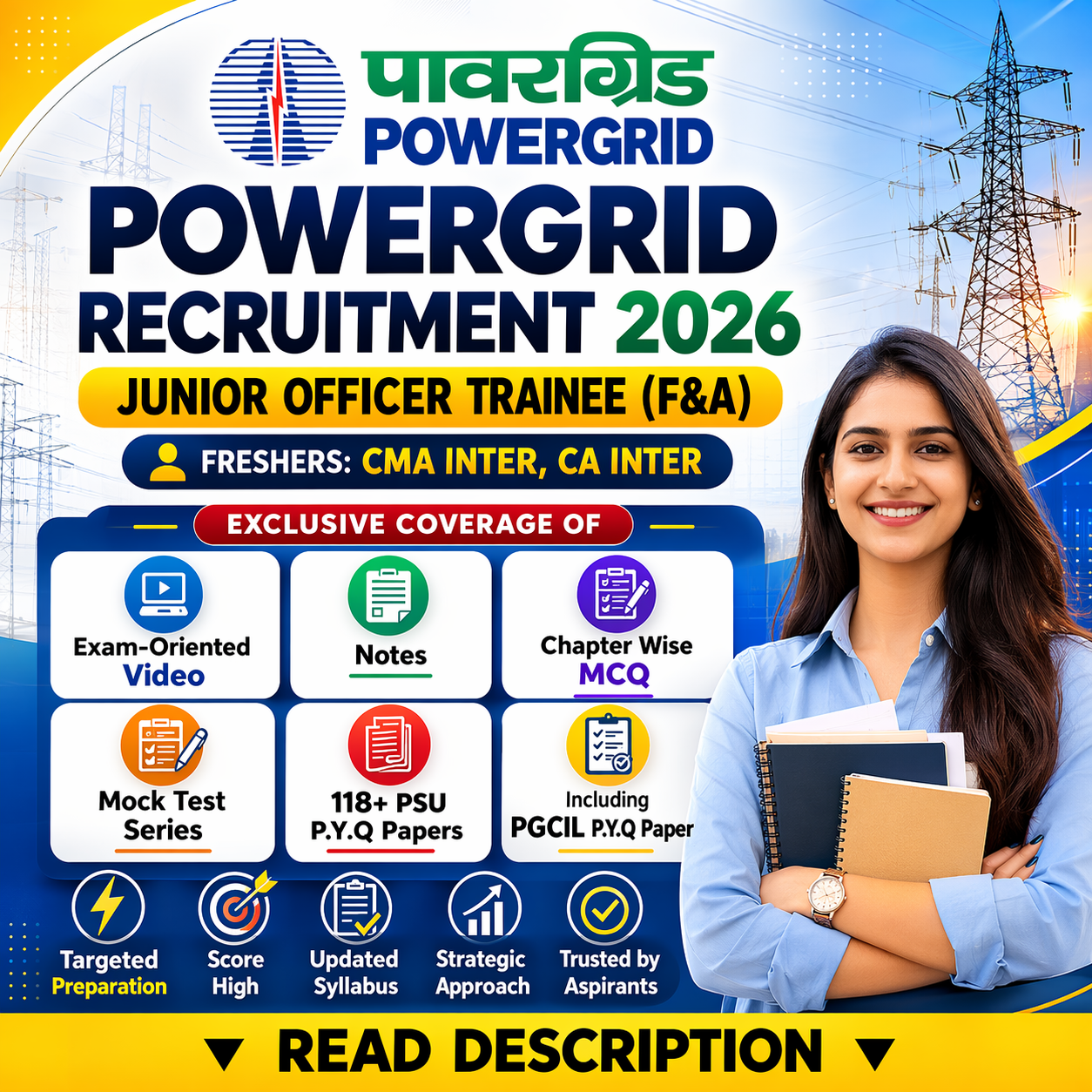 Powergrid JOT (F&A) Exam 2026 – Video Lectures, MCQs, Notes, Mock Tests & Previous Year Question Papers