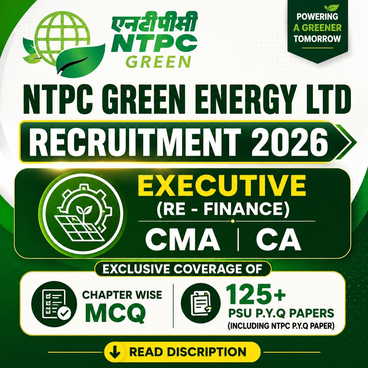 NTPC Green Executive RE - Finance Chapter Wise MCQ & PSU Previous Year Question Paper (e-book) 2026