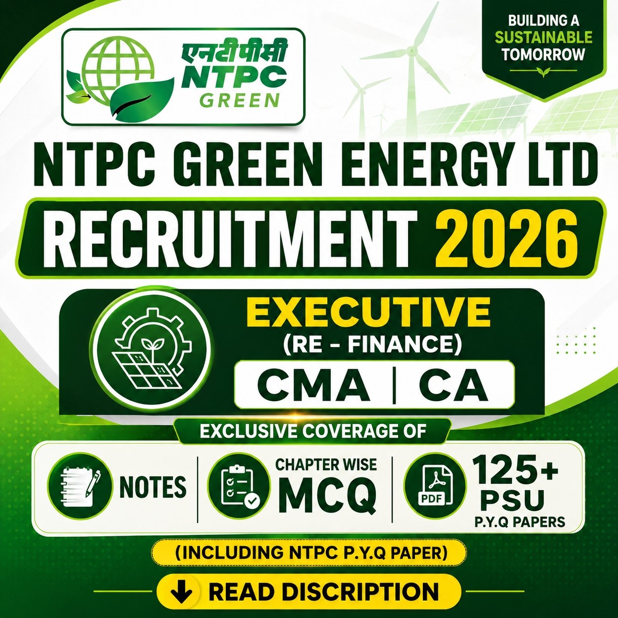NTPC Green Executive RE - Finance Chapter Wise MCQ, Notes & PSU Previous Year Question Paper (e-book) 2026