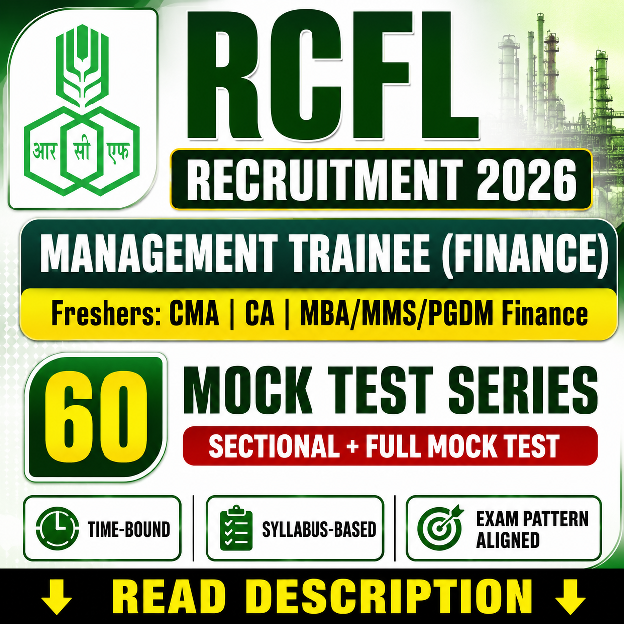 RCFL Management Trainee (Finance) Mock Test Series 2026