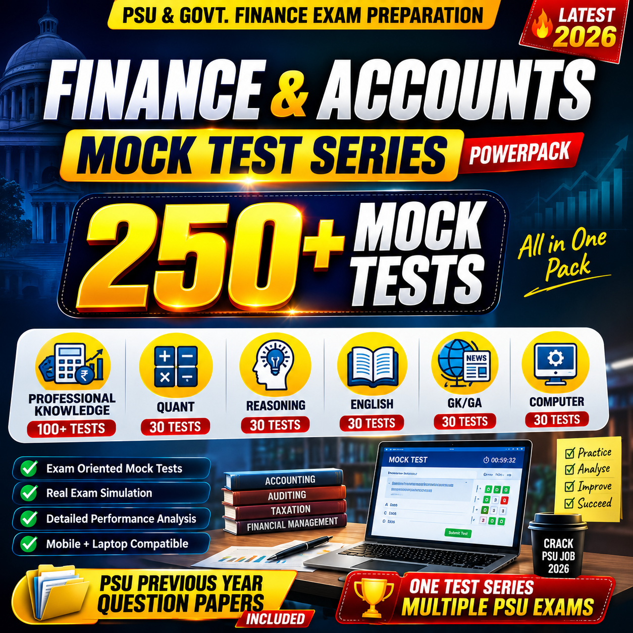 Finance & Accounts Mock Test Series 2026 | 250+ PSU Mock Tests + PYQs