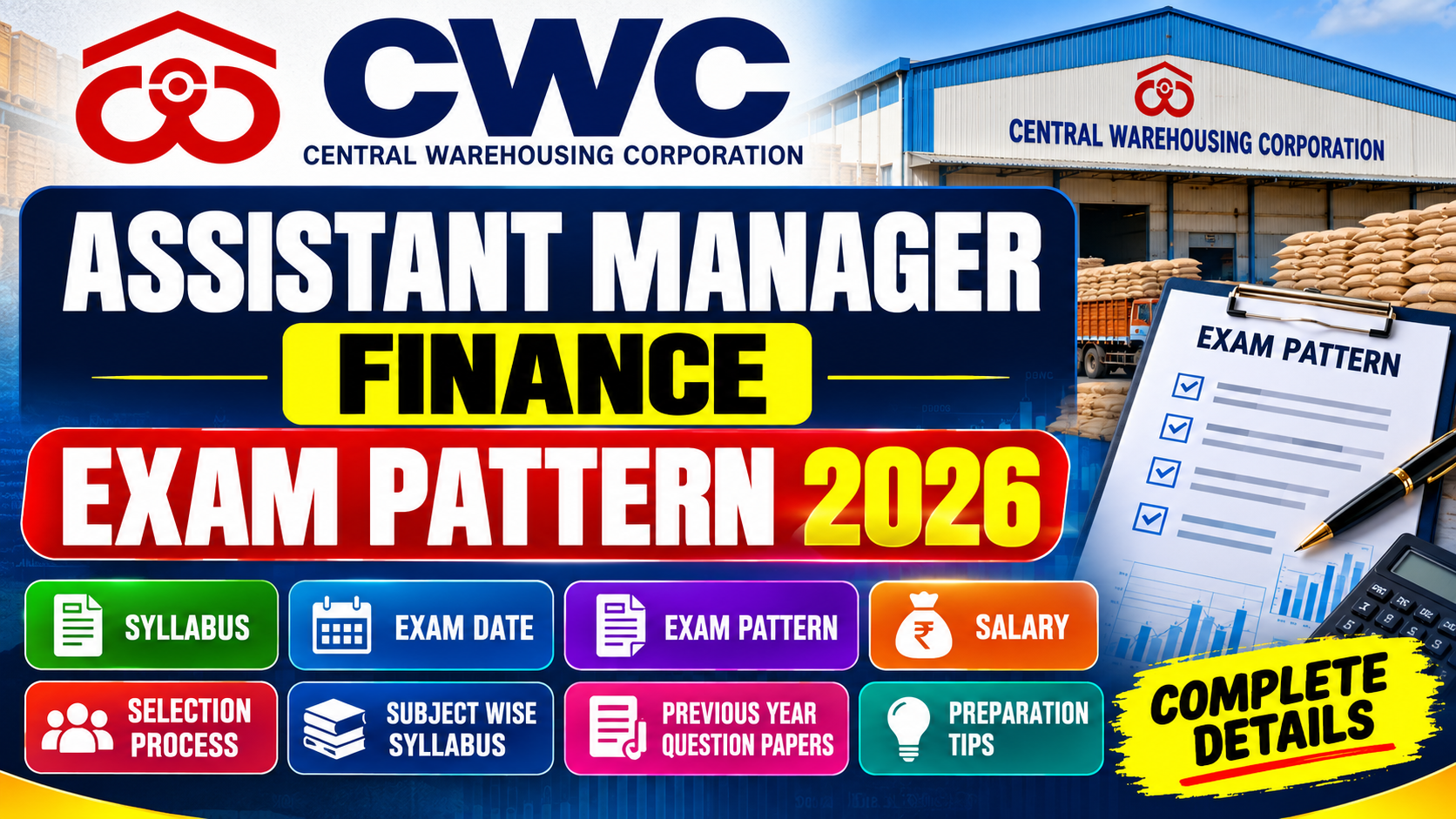 CWC Assistant Manager Finance Exam Pattern 2026: Syllabus, Marks & Selection Process