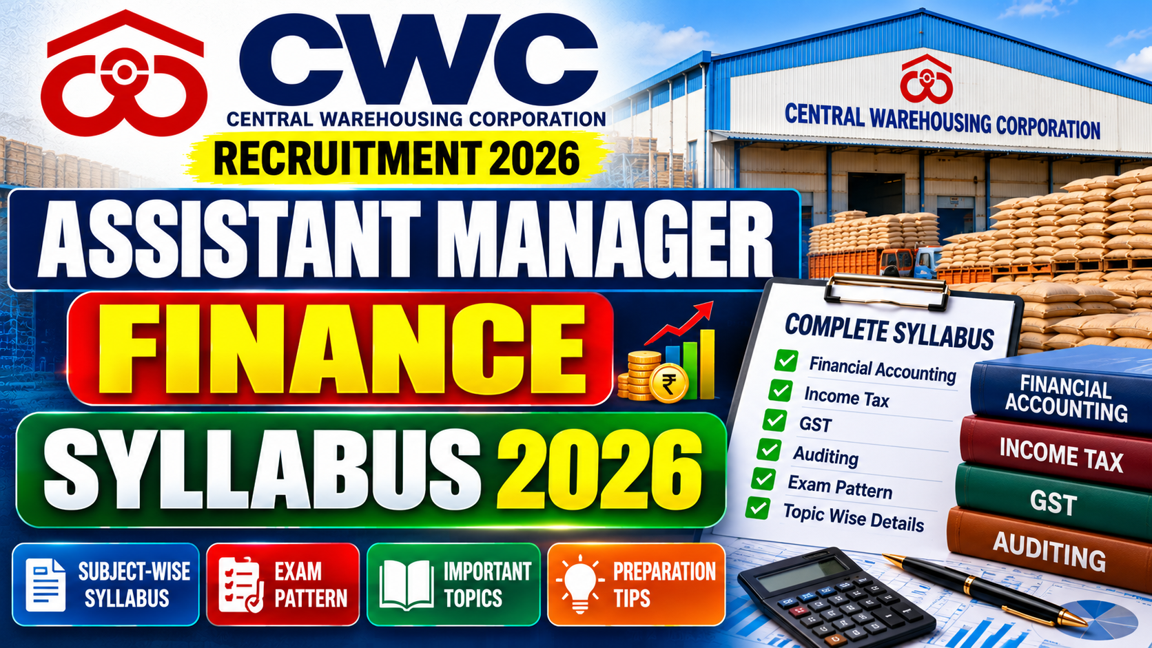 CWC Assistant Manager Finance Syllabus 2026: Subject-Wise Topics & Exam Pattern