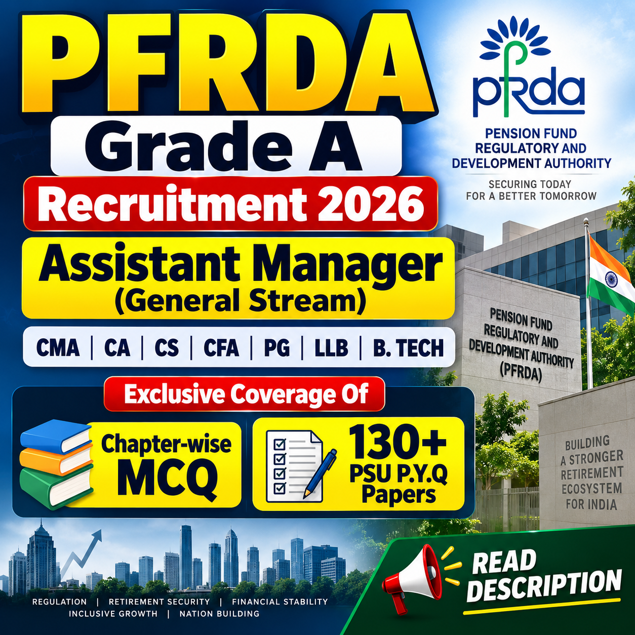 PFRDA Grade A Assistant Manager (General Stream) MCQ & PSU Previous Year Question Papers (E-Book) 2026