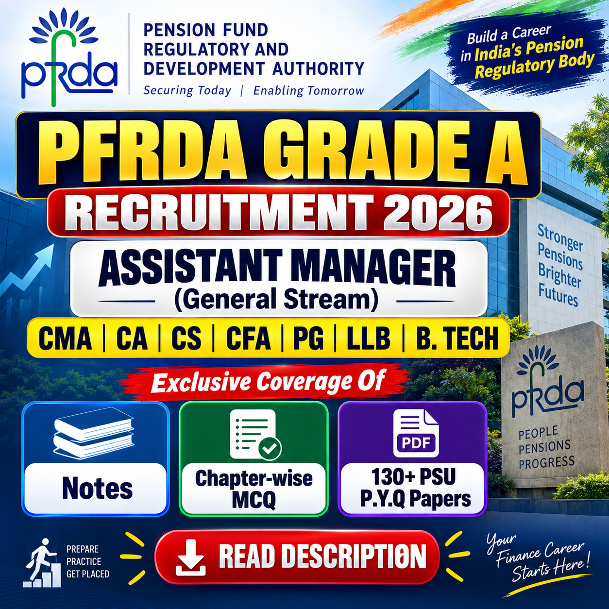 PFRDA Grade A Assistant Manager (General Stream) MCQ, Study Notes & PSU Previous Year Question Papers (E-Book) 2026