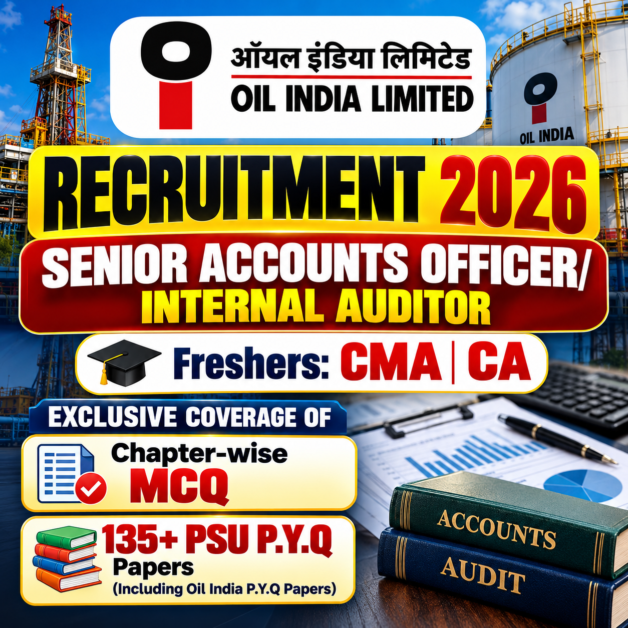Oil India Senior Accounts Officer & Internal Auditor Chapter Wise MCQ & Previous Year Question Paper (e-book) 2026
