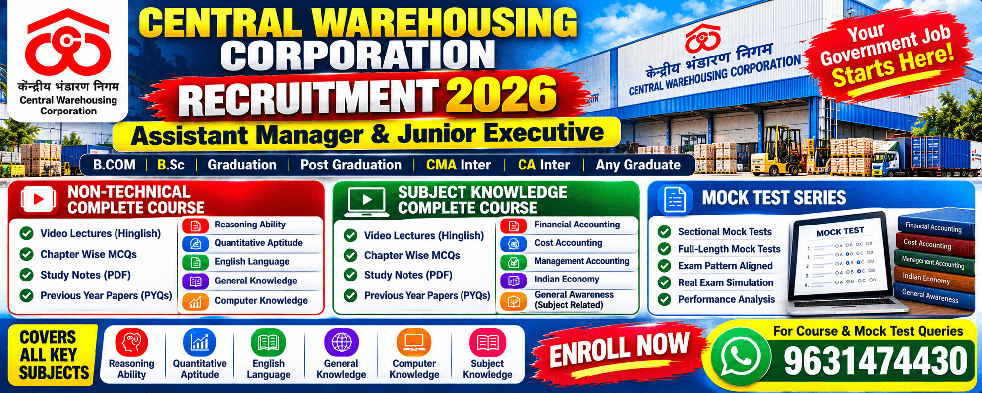 CWC Recruitment 2026 – Complete Courses & Mock Test Series Now Available | Finance Career